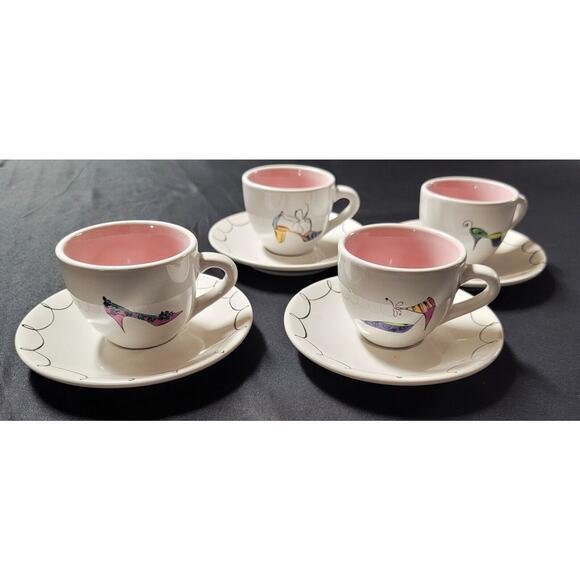 Set 4 Rosanna Haute Shoes Espresso Cups and Saucers - Picture 1 of 16